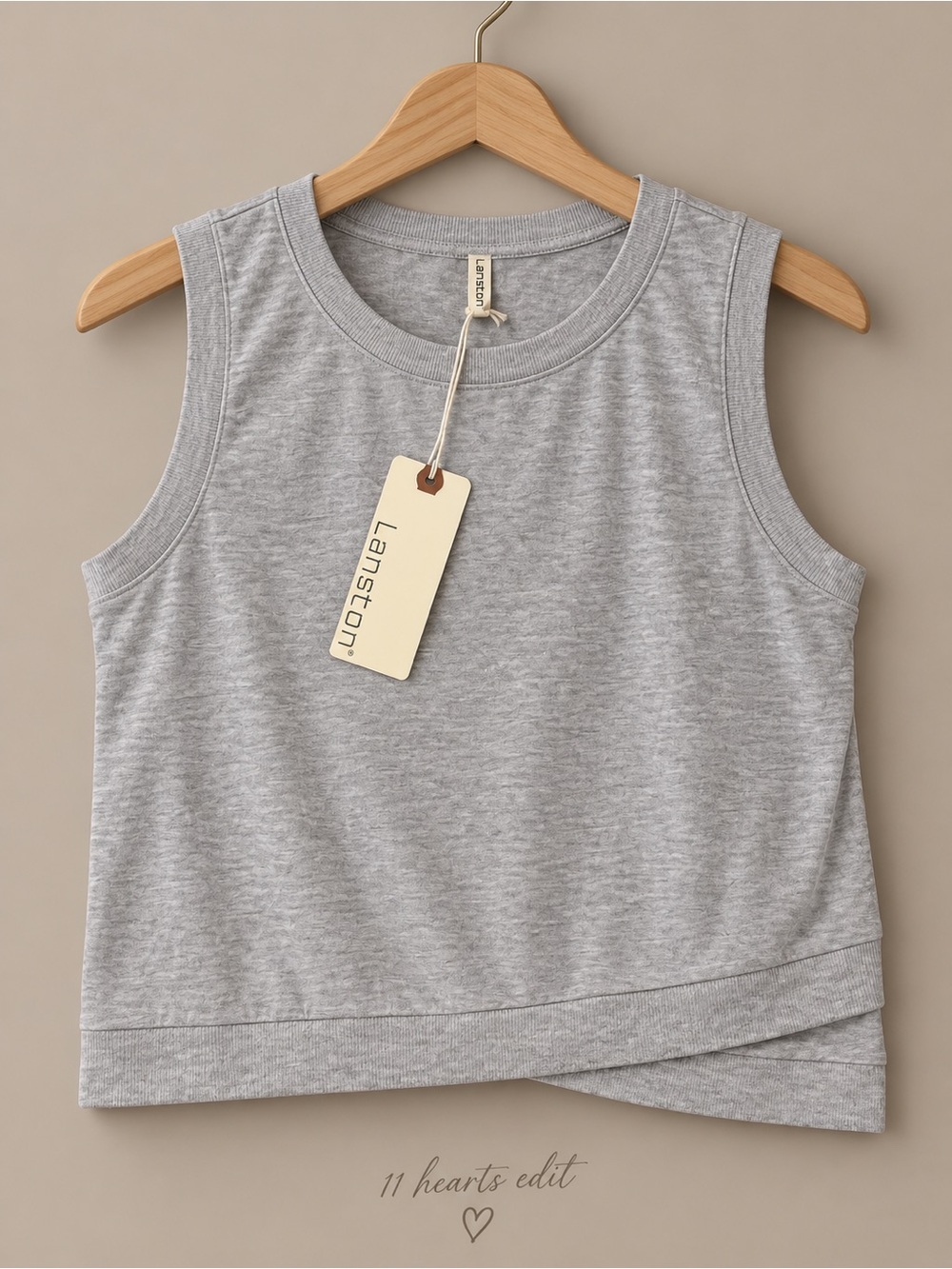Lanston Sport Light Gray Modal Muscle Tee Small NWT